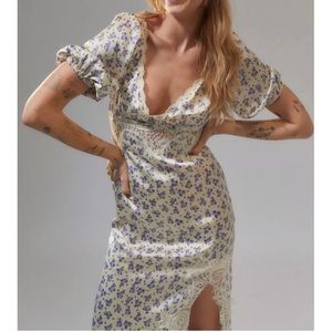 COPY - Urban Outfitters Floral Lace Trim Midi Dress